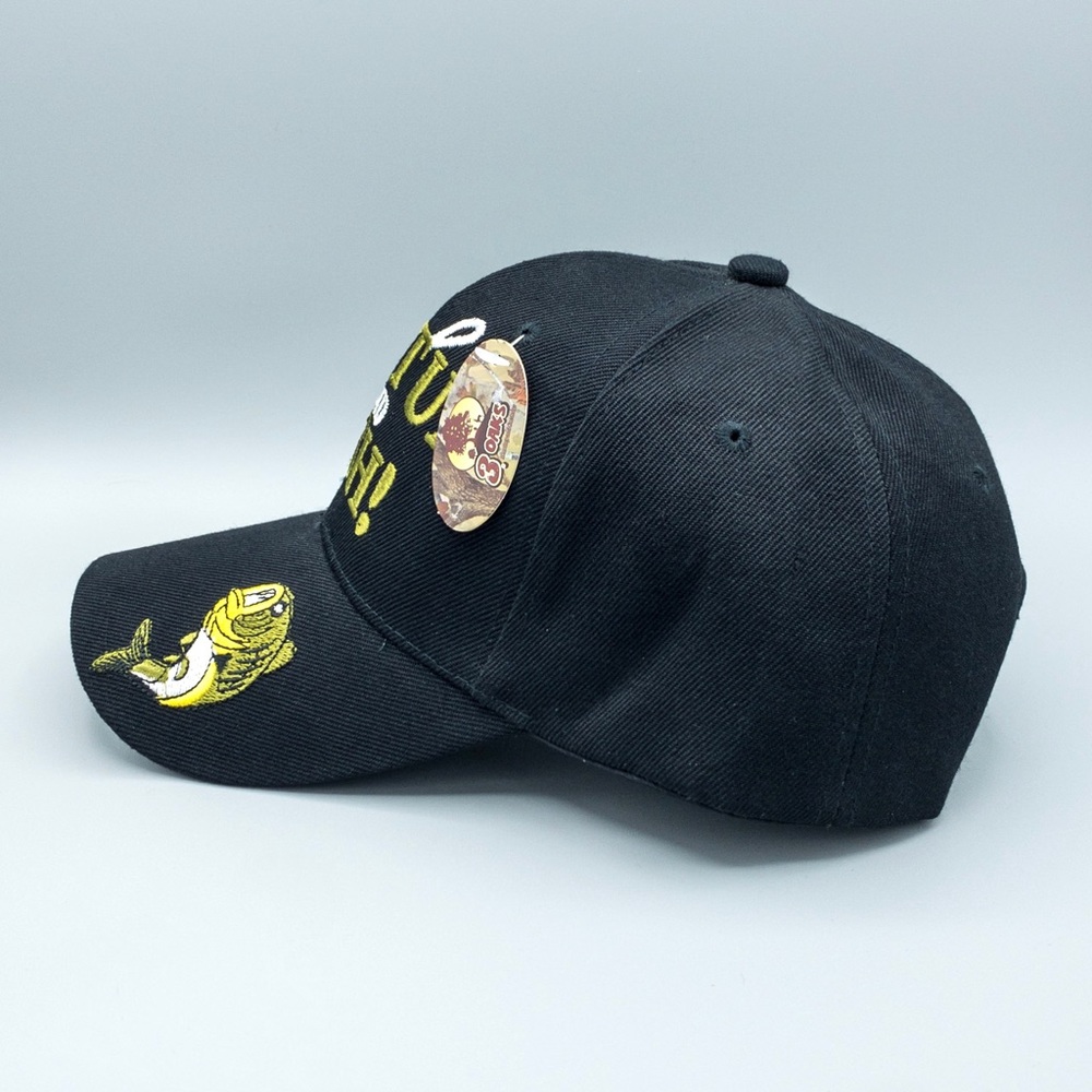 ‼️SOLD‼️ 3 Oaks Embroidered Bass “Shut Up and Fish” Baseball Hat - Adjustable - Picture 7 of 11